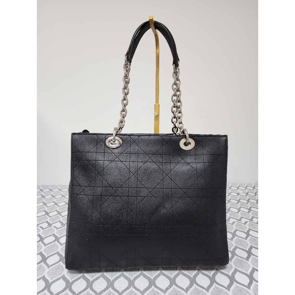 CHRISTIAN DIOR Grained Calfskin Leather Cannage Quilted Medium Ultradior Tote Ba - Picture 3 of 14